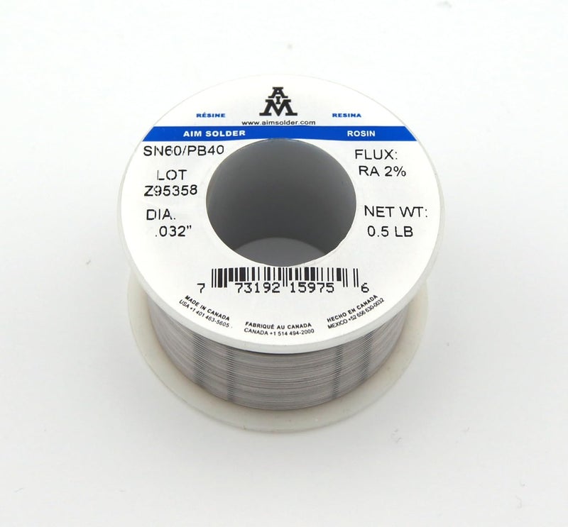 Aim Solder 60-40 Tin Lead Rosin Core Solder Wire for Electrical Soldering 0.032inch, 0.5lb (0.8mm / 227g) - Image 2